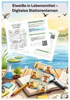 Vorschau - Arbeitsblätter - Eiweiße in Lebensmitteln - Digitales Stationenlernen inkl. "Buddybook" - Deckblatt