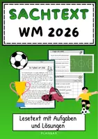 Vorschau - Arbeitsblätter - Sachtext: WM 2026 mit Aufgaben und Lösungen - Deckblatt