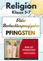 Vorschau - Arbeitsblätter - Pfingsten erklärt | 📺 Video-Beobachtungsaufgaben | Differenziert | Förderschule & Sek I | Klasse 5-7 - Deckblatt