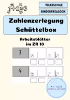 Vorschau - Arbeitsblätter - Arbeitsblatt Mathe Zahlenzerlegung Schüttelbox - Würfelbilder - Deckblatt