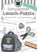 Vorschau - Arbeitsblätter - Lausch-Puzzle | Schulsachen | Hörverstehen | zweifach differenziert - Deckblatt