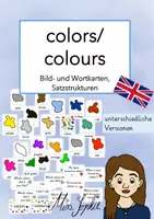 Vorschau - Bildkarten - colors-colours_Bild- und Wortkarten, Satzstrukturen - Deckblatt