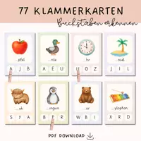 Vorschau - Bildkarten - Klammerkarten Buchstaben | ABC/ Anlaute lernen deutsch Klasse 1 und Kita/ Vorschule - Deckblatt