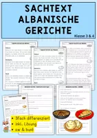Vorschau - Stationenlernen - Sachtext Albanische Gerichte, Leseverständnis, differenziert, Deutsch Klasse 3 & 4 - Deckblatt