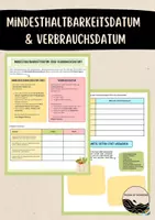 Vorschau - Arbeitsblätter - Mindesthaltbarkeitsdatum und Verbrauchsdatum (Lebensmittelverschwendung AES) - Deckblatt