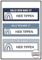 Vorschau - Mal- und Bastelvorlagen - Namensschilder Boho Blau | Klassenzimmer Deko | Namenskärtchen - Seite 3