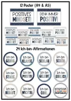 Vorschau - Mal- und Bastelvorlagen - Spiegel Affirmationen Boho Blau | Klassenzimmer Deko | Affirmationskarten - Seite 1