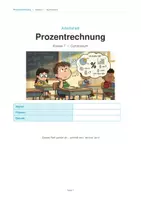 Vorschau - Arbeitsblätter - Arbeitsheft Prozentrechnung Klasse 7 – Dreisatz & Formeln | Gymnasium | Mit Lösungen, Tests & Formelkarte - Deckblatt