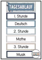 Vorschau - Poster - Tagestransparenz Boho Blau | Klassenzimmer Deko | Stundenplan - Seite 1