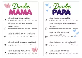 Vorschau - Mal- und Bastelvorlagen - Muttertag/Vatertag - Dankeskarten - Deckblatt