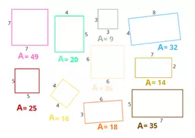 Vorschau - Arbeitsblätter - Flächeninhalt von Quadrat und Rechteck – Mathe-Ausmalbild 🍦 | Klasse 4 - Seite 3