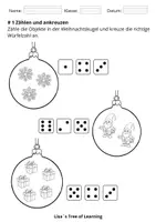 Vorschau - Mal- und Bastelvorlagen - Zählen und verbinden – Zahlenraum 10 (Weihnachten) - Seite 1