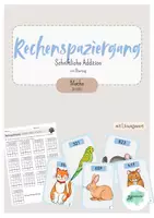 Vorschau - Arbeitsblätter - Rechenspaziergang "Haustiere" - Schriftliche Addition mit Übertrag - Deckblatt