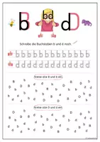 Vorschau - Arbeitsblätter - Arbeitsblätter - b und d unterscheiden, Deutsch Klasse 1, Lesen & Schreiben üben - Seite 1