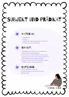 Vorschau - Arbeitsblätter - Deutsch: Grammatik - Satzglieder (Subjekt und Prädikat) - Deckblatt