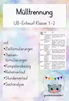 Vorschau - Stundenentwürfe - Unterrichtsentwurf/ Unterrichtsplanung Mülltrennung Klasse 1 - Deckblatt
