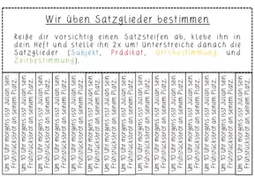 Vorschau - Arbeitsblätter - Satzglieder üben 2.0 - Abreißzettel neue Version - Seite 1