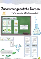 Vorschau - Stationenlernen - Zusammengesetzte Nomen - Tafelmaterial und Stationenarbeit - Deckblatt