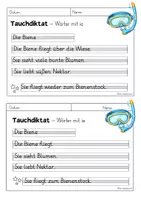 Vorschau - Arbeitsblätter - Tauchdiktat Wörter mit ie Klasse 1/2 - Rechtschreibung üben - Seite 1