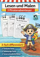 Vorschau - Arbeitsblätter - Lesen und Malen – Piratenabenteuer | 3-fach differenziert | 1.–4. Klasse | Leseförderung & DaZ - Deckblatt