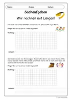 Vorschau - Arbeitsblätter - Sachaufgaben zum Thema Längen - km, m, cm - Seite 2