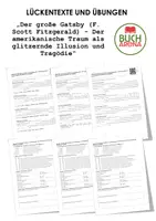 Vorschau - Arbeitsblätter - Der große Gatsby (F. Scott Fitzgerald) - Der amerikanische Traum als glitzernde Illusion und Tragödie (Lückentext und Übungen) - Deckblatt