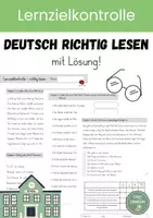 Vorschau - Arbeitsblätter - Lernzielkontrolle richtig lesen - Klasse 2 - Deckblatt