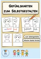 Vorschau - Mal- und Bastelvorlagen - Gefühlskarten zum Selbstgestalten: Grundgefühle / Klasse 1 & 2 / DaZ - Deckblatt