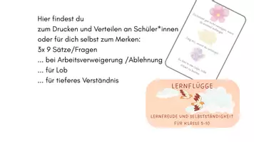 Vorschau - Poster - Unterricht: Sätze bei Arbeitsverweigerung/Lob/Tieferes Verständnis - Seite 1