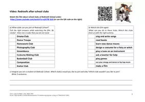 Vorschau - Arbeitsblätter - Video: Redroofs after school clubs (while viewing task Seh-/Hörverstehen A2) - Deckblatt