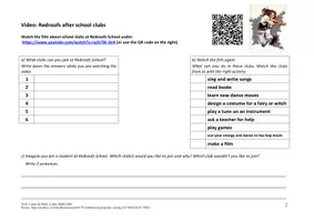 Vorschau - Arbeitsblätter - Video: Redroofs after school clubs (while viewing task Seh-/Hörverstehen A2) - Seite 1