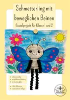 Vorschau - Mal- und Bastelvorlagen - Frühling - Schmetterling mit beweglichen Beinen - Kunst Klasse 1-2 - Deckblatt