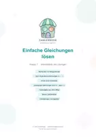 Vorschau - Arbeitsblätter - Gleichungen: Einfache Gleichungen - Deckblatt