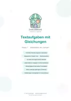 Vorschau - Arbeitsblätter - Gleichungen: Textaufgaben - Deckblatt