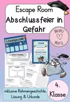 Vorschau - Arbeitsblätter - Escape Room Abschluss Klasse 4 – Abschlussfeier in Gefahr | Rätselspiel Grundschule (Deutsch & Mathe) - Deckblatt