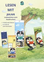 Vorschau - Mal- und Bastelvorlagen - Lesen mit Julius – XXL Lesezeichen zum Ausdrucken (5 Motive in Farbe & zum Ausmalen, Grundschule) - Deckblatt