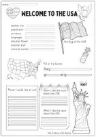 Vorschau - Arbeitsblätter - Welcome to the USA - Steckbrief Amerika - Deckblatt
