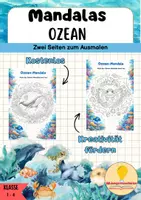 Vorschau - Mal- und Bastelvorlagen - Ozean Mandala Grundschule – 2 Ausmalbilder - Deckblatt