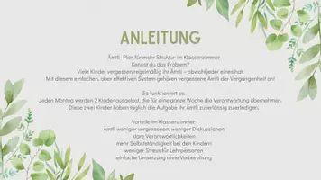 Vorschau - Aufgabenkarten - Wochenhelfer - Ämtli-Plan - Klassendienst - editierbar - Seite 1