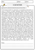 Vorschau - Arbeitsblätter - Cloud Nutzung Arbeitsblätter Lernmaterialien zum Üben Wiederholen und Fördern - Seite 1