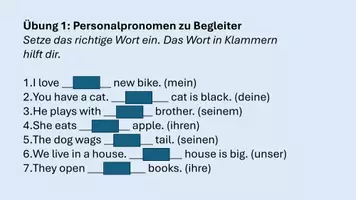 Vorschau - Spiele - Possessive Begleiter Übung (Folien) - Seite 1