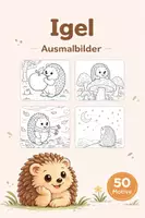 Vorschau - Mal- und Bastelvorlagen - Igel Ausmalbilder (50 niedliche Malvorlagen) - Deckblatt