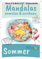 Vorschau - Mal- und Bastelvorlagen - Sommer Mandala Flamingo & Zitrone zeichnen | kreative Kunst Grundschule Klasse 3–5 - Deckblatt