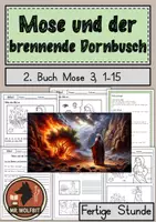 Vorschau - Arbeitsblätter - Brennender Dornbusch, Bibel, altes Testament, Mose - Deckblatt