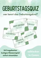 Vorschau - Spiele - Geburtstagsquiz - Spiel | Wer kennt das Geburtstagskind? - editierbar - Deckblatt
