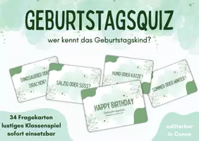 Vorschau - Spiele - Geburtstagsquiz - Spiel | Wer kennt das Geburtstagskind? - editierbar - Seite 1