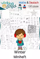 Vorschau - Arbeitsblätter - Winter Klasse 1 Miniheft | Winterheft Deutsch & Mathematik Grundschule - Deckblatt