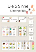 Vorschau - Stationenlernen - Die 5 Sinne Stationsarbeit - Deckblatt