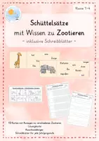 Vorschau - Arbeitsblätter - Sätze bilden: Zootiere | Schüttelsätze | Kl. 1-2 - Deckblatt