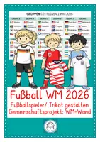 Vorschau - Mal- und Bastelvorlagen - Fußball-WM 2026. Spieler gestalten / Trikots mit Flaggen - Deckblatt